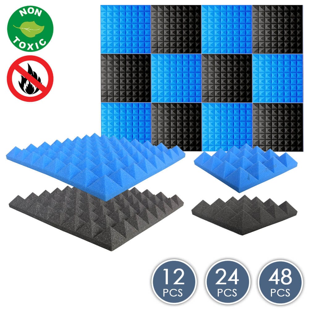 Arrowzoom Pyramid Series Acoustic Foam - Black x Blue Bundle - KK1034