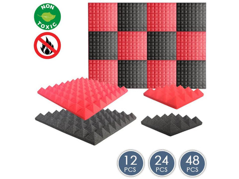 Arrowzoom Pyramid Series Acoustic Foam - Black x Red Bundle - KK1034