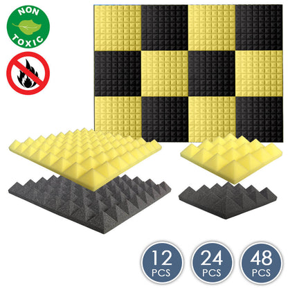 Arrowzoom Pyramid Series Acoustic Foam - Black x Yellow Bundle - KK1034