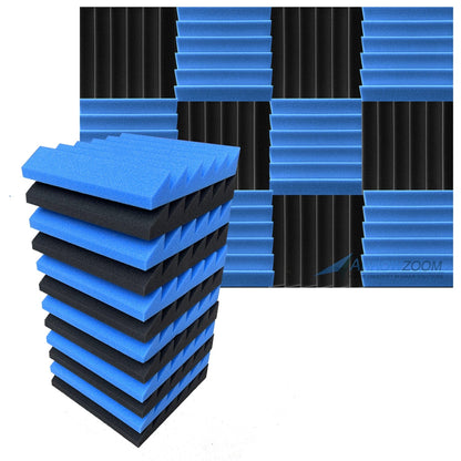 Arrowzoom™ PRO Series Soundproof Foam - Triangle Pro - KK1243 Black & Blue / 12 pieces