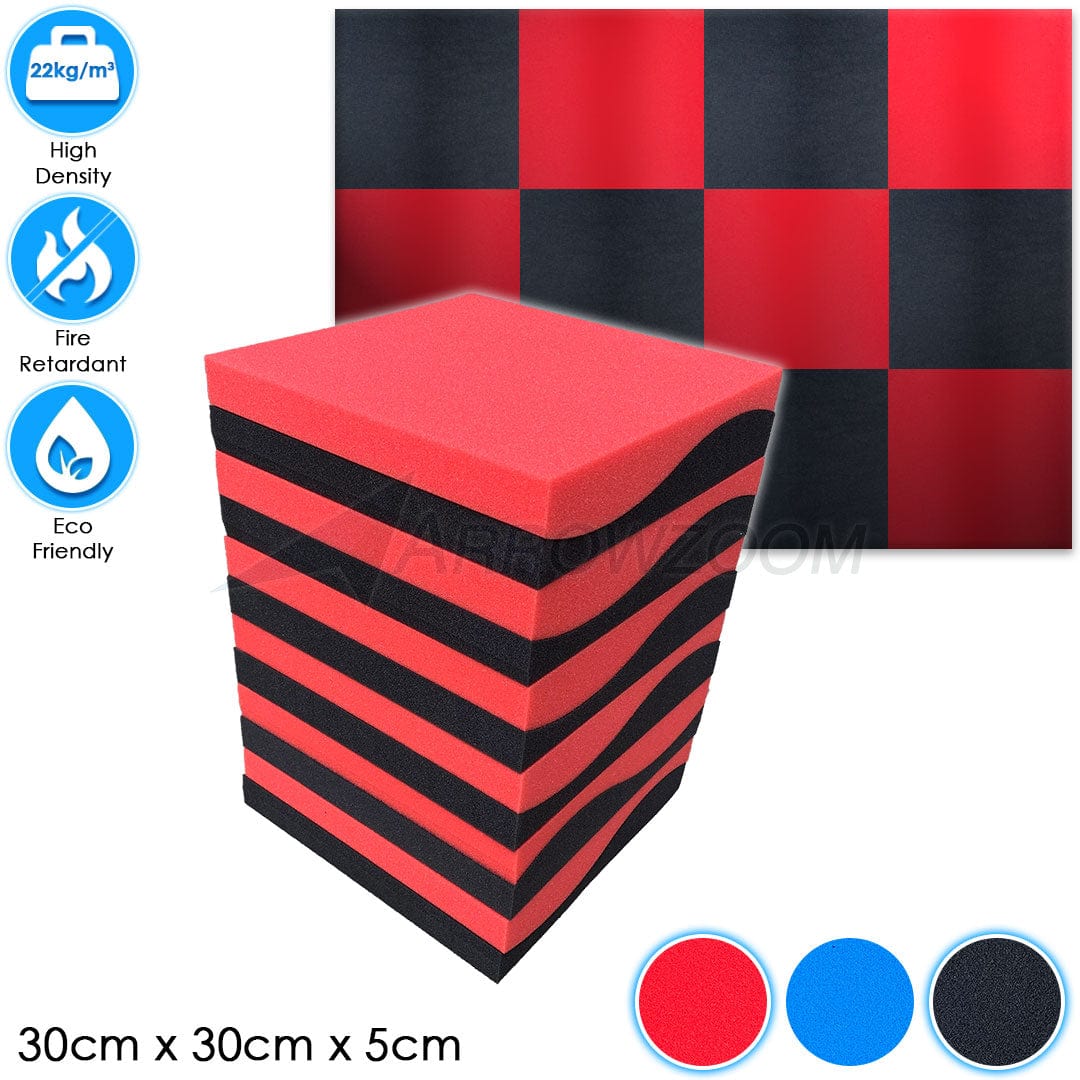 Arrowzoom™ PRO Series Soundproof Foam - Wave Pro - KK1199 Black & Red / 12 pieces