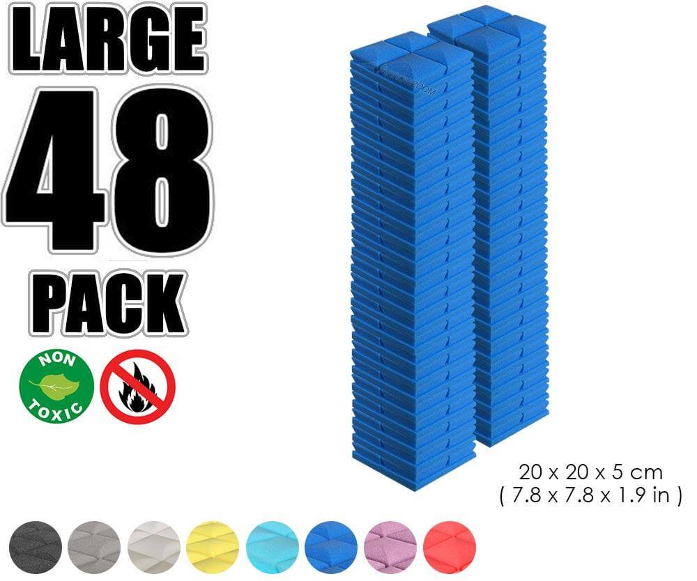 Arrowzoom Acoustic Hemisphere Grid Foam - Solid Colors - KK1040 Blue / 48 Pieces - 20 X 20 X 5cm / 7.8 X 7.8 X 1.9 in