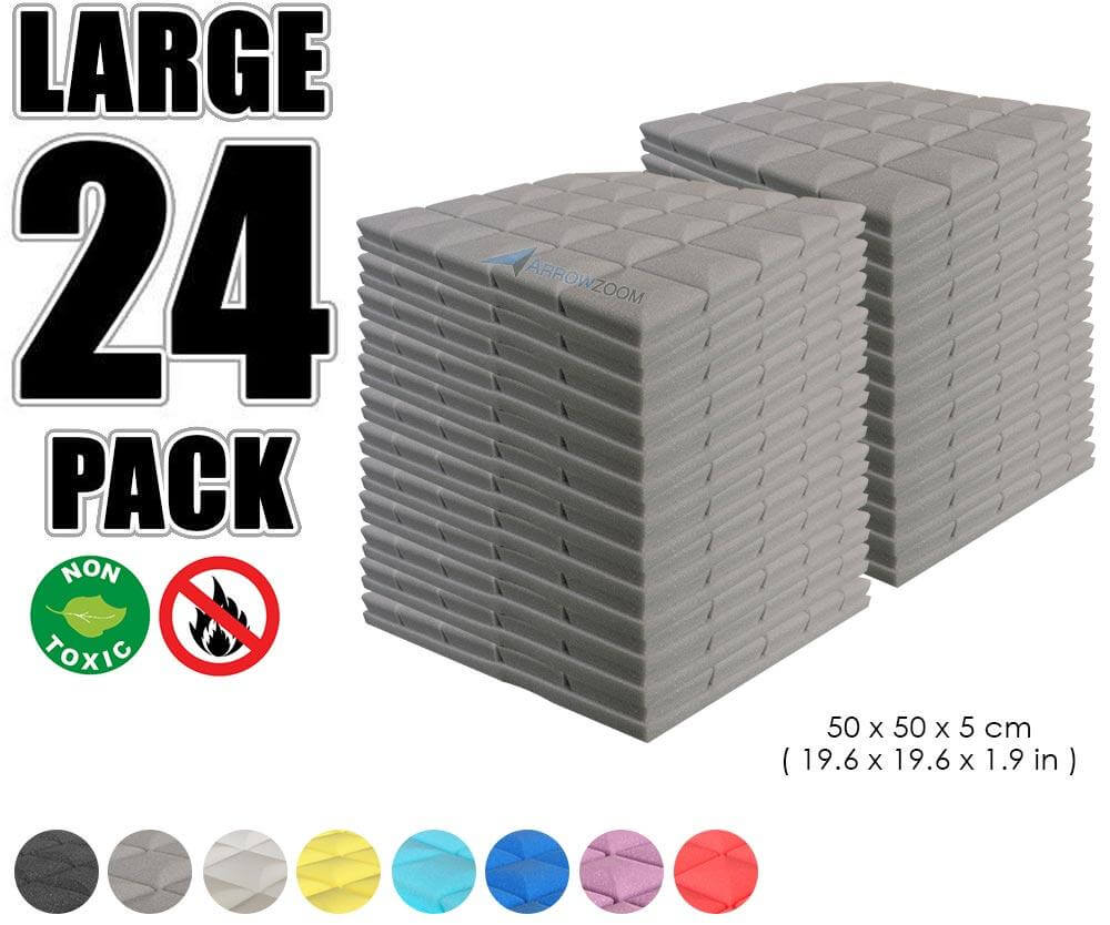 Arrowzoom Acoustic Hemisphere Grid Foam - Gray - KK1040 - Size: 24 Pieces - 50 X 50 X 5cm