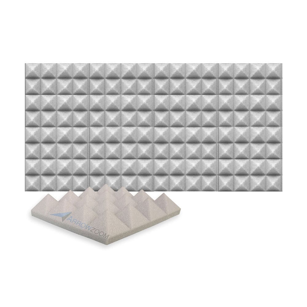 New 8 pcs Bundle Pyramid Tiles Acoustic Panels Sound Absorption Studio Soundproof Foam 8 Colors KK1034 Gray / 25 X 25 X 5cm (9.8 X 9.8 X 1.9in)