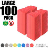 Arrowzoom 100 pcs Bundle Acoustic Foam Hemisphere Grid / 100 Pieces - 50 x 50cm / Red