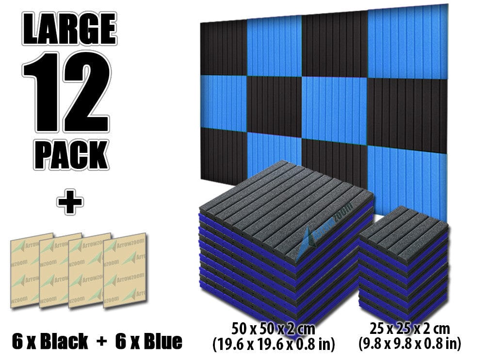 New 12 pcs Black and Blue Bundle Wedge Tiles Acoustic Panels Sound Absorption Studio Soundproof Foam 7 Colors KK1035 Arrowzoom.