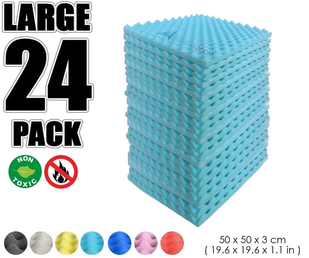 New 24 Pcs Bundle Egg Crate Convoluted Acoustic Tile Panels Sound Absorption Studio Soundproof Foam KK1052