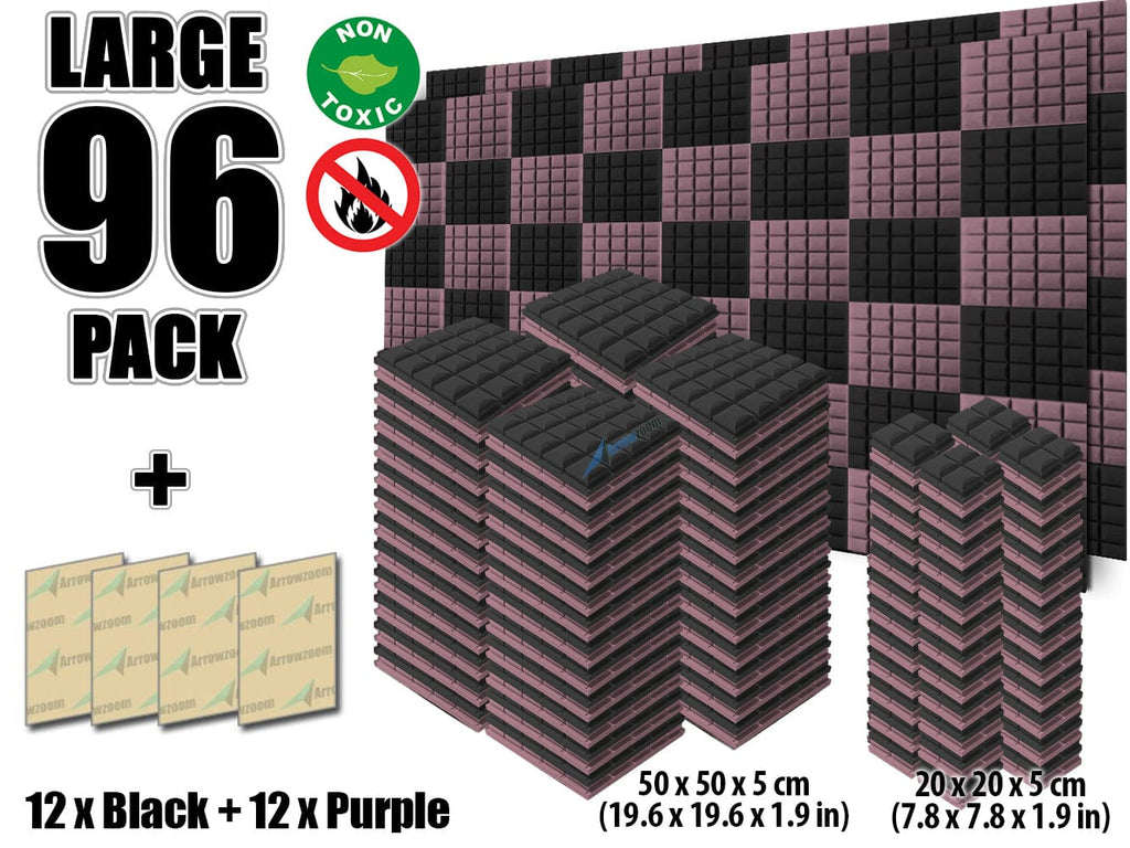 New 96 pcs Black and Purple Bundle Hemisphere Grid Type Acoustic Panels Sound Absorption Studio Soundproof Foam KK1040