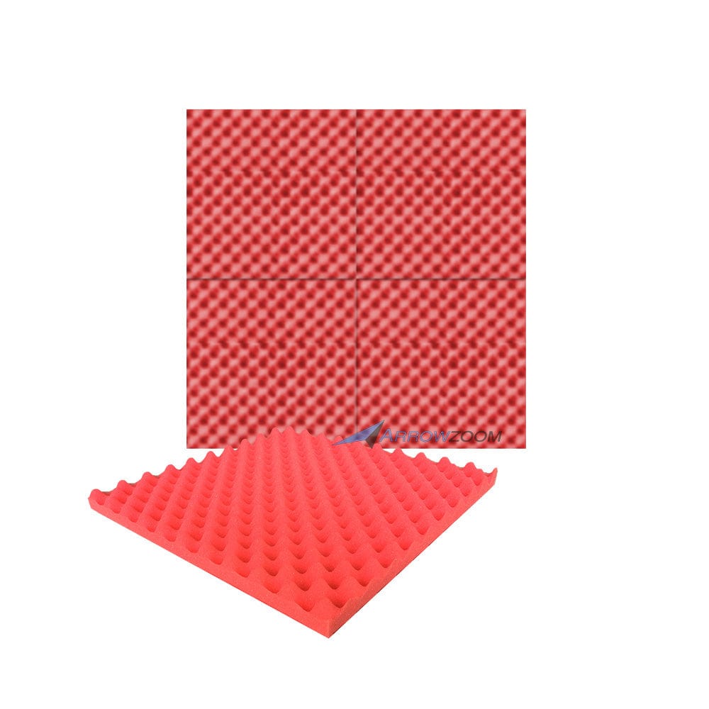 New 4 Pcs Bundle Egg Crate Convoluted Acoustic Tile Panels Sound Absorption Studio Soundproof Foam KK1052 Red / 50 X 50 X 3 cm (19.7 X 19.7 X 1.1 in)