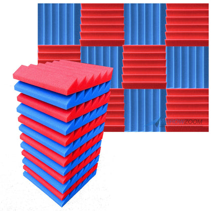 Arrowzoom™ PRO Series Soundproof Foam - Triangle Pro - KK1243 Red & Blue / 12 pieces