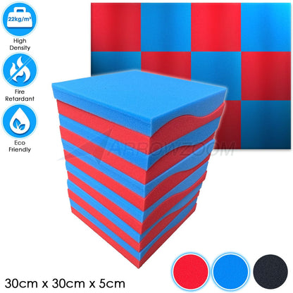 Arrowzoom™ PRO Series Soundproof Foam - Wave Pro - KK1199 Red & Blue / 12 pieces