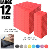 Arrowzoom Hemisphere Grid Adhesive Backed Series Acoustic Foam - Solid Colors - KK1056 12 PIECES - 20 x 20 x 5 cm / Red