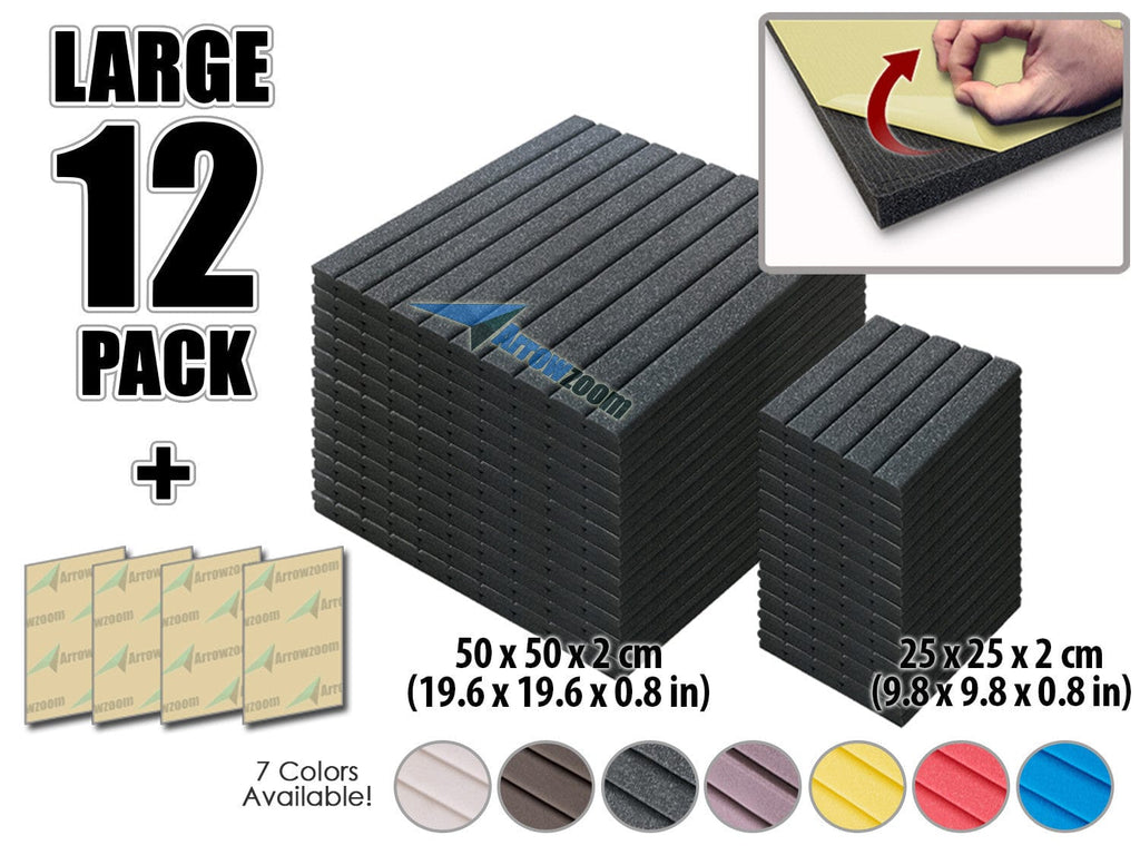 New 12 pcs Bundle Wedge Adhesive Backed Tiles Acoustic Panels Sound Absorption Studio Soundproof Foam 7 Colors KK1054 Arrowzoom.