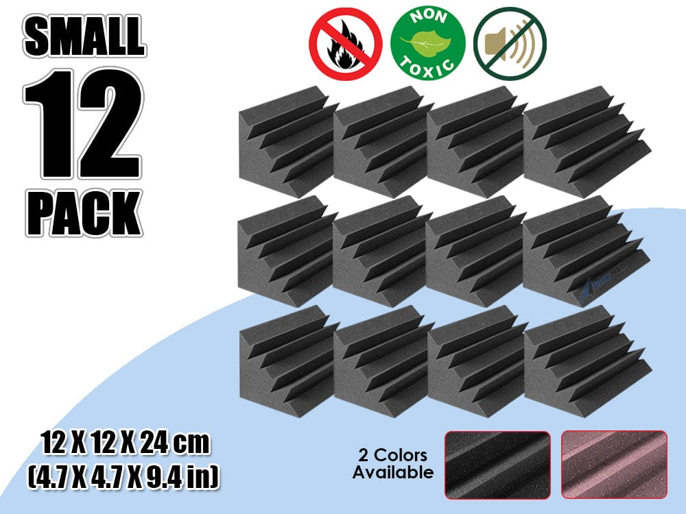 New 12 Pcs Bundle Black Bass Trap Acoustic Panels Sound Absorption Studio Soundproof Foam 2 Colors KK1133 Black