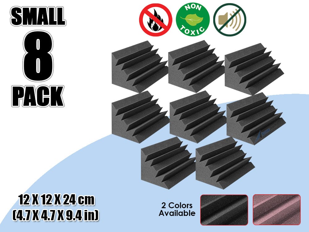 New 8 Pcs Bundle Black Bass Trap Acoustic Panels Sound Absorption Studio Soundproof Foam 2 Colors KK1133 Black