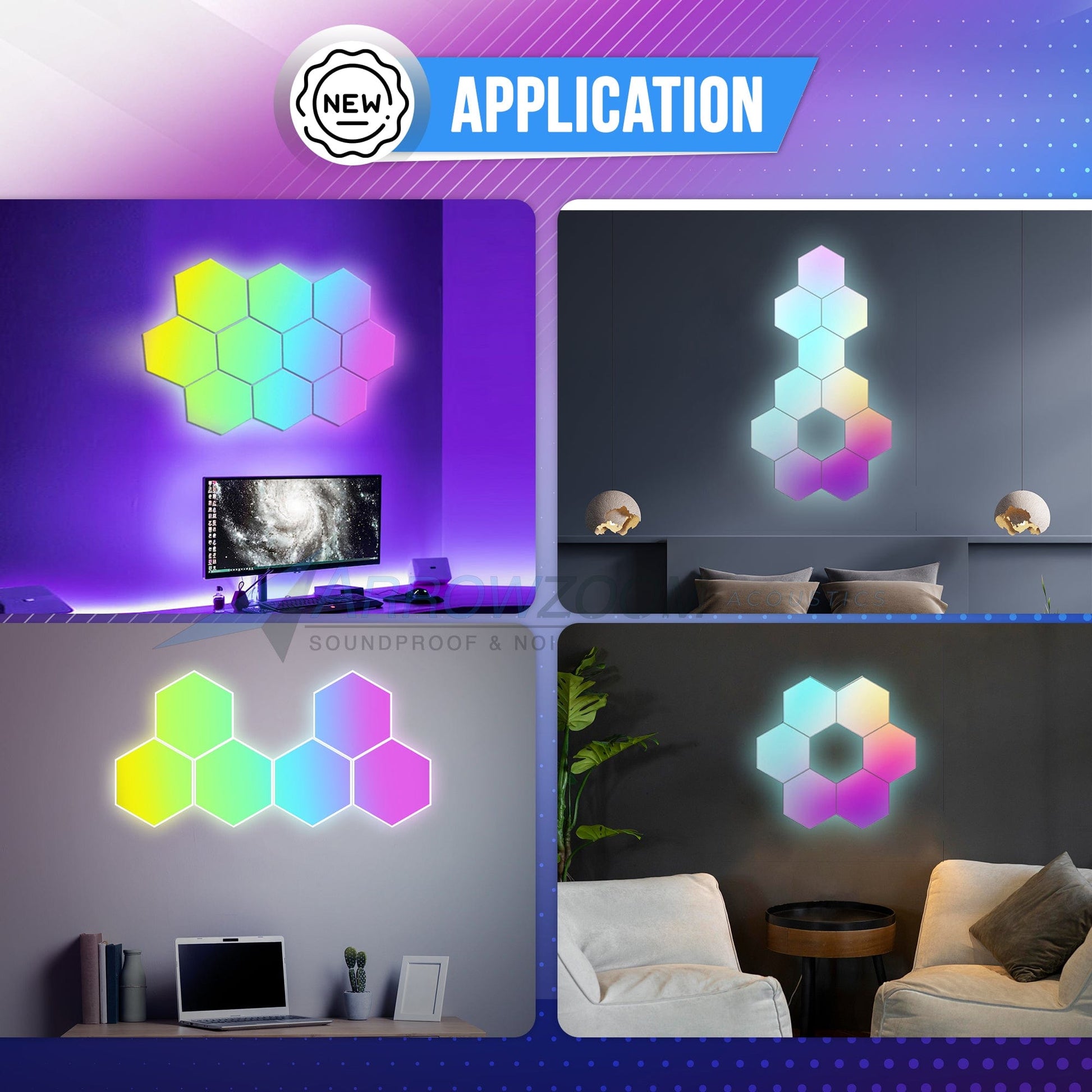 Arrowzoom Hexa Multi Light Panels - Smart RGBIC Wall Lights with Music Sync - KK1388