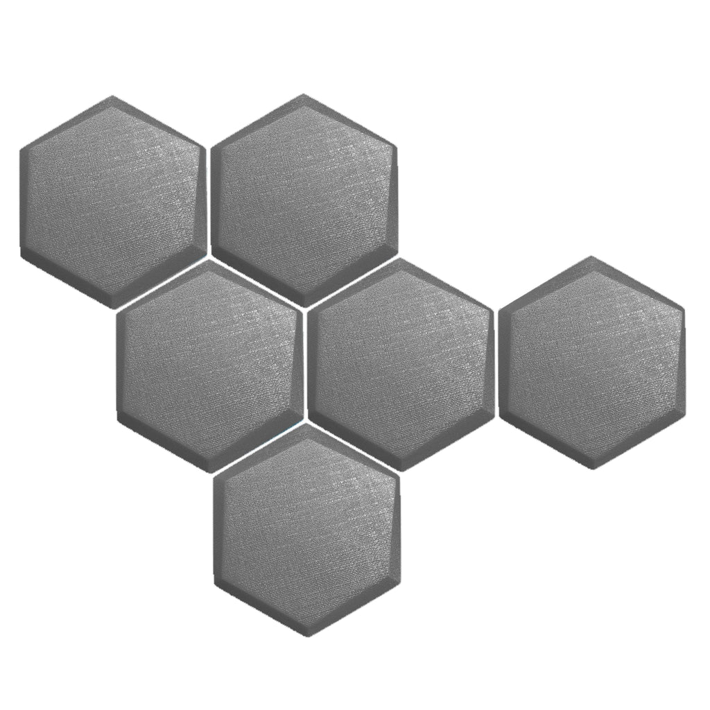 Arrowzoom 6 Pcs 3D Hexagon Adhesive Sound Absorbing Panels - KK1330 Gray / 2 cm