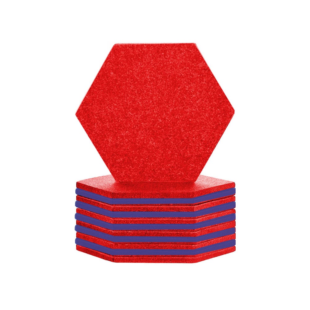 Arrowzoom Hexagon Felt Sound Absorbing Wall Panel - Red and Blue - KK1224 12 pieces - 17 x 20 x 1cm / 6.7 x 7.8 x 0.4 in / Red and Blue