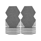 Arrowzoom Hexagon Felt Sound Absorbing Wall Panel - Gray and White - KK1224 48 pieces - 17 x 20 x 1cm / 6.7 x 7.8 x 0.4 in / Gray and White