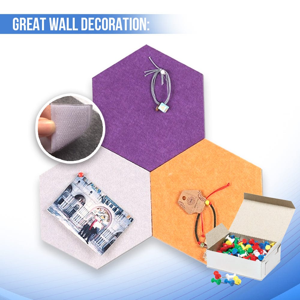 Arrowzoom Hexagon Felt Sound Absorbing Wall Panel - Gray and White - KK1224