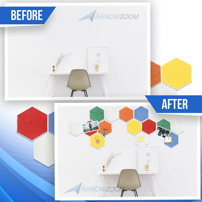 Arrowzoom Hexagon Felt Sound Absorbing Wall Panel - White and Burgundy - KK1224