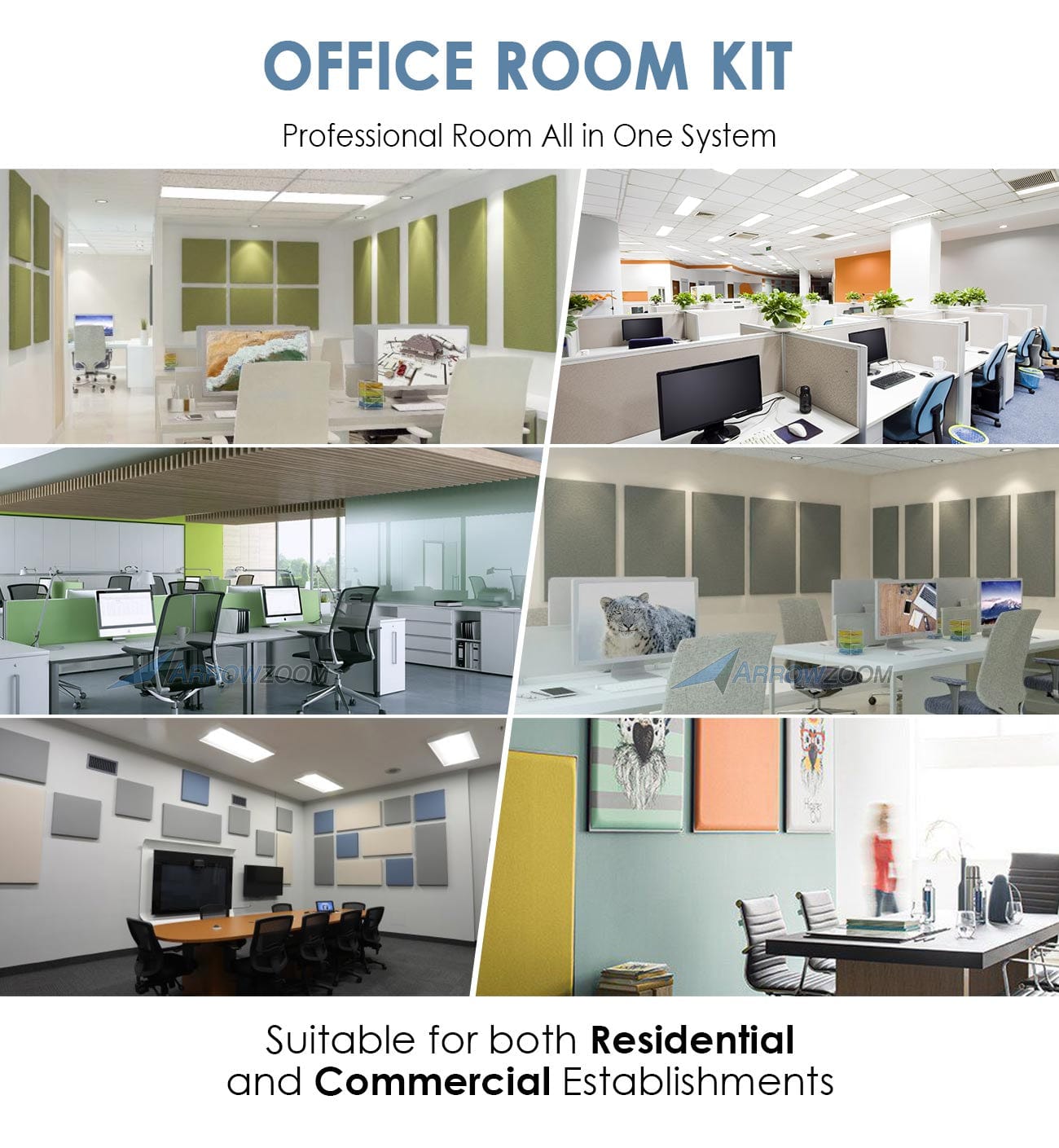 Arrowzoom Office / Meeting / Multi Function Room Kit - All in One Acoustic Panels - KK1183
