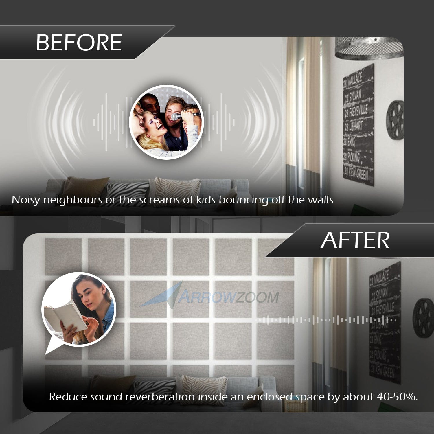 Arrowzoom™ Soundproofing Self Adhesive Panels Wall Kit PRO - KK1259