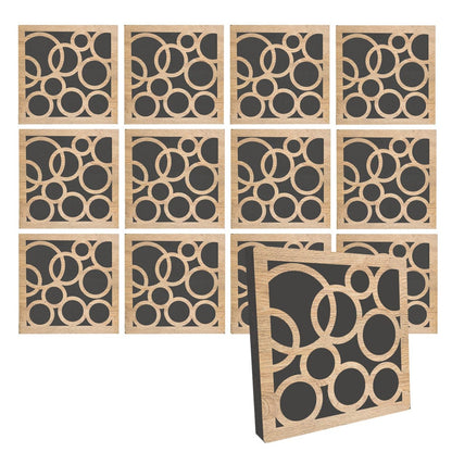 Arrowzoom™ Diffuse PRO Orbit Acoustic Wooden Panel - KK1307 12 Pcs - 29 x 29 x 5 cm /11.5 x 11.5 x 2 in