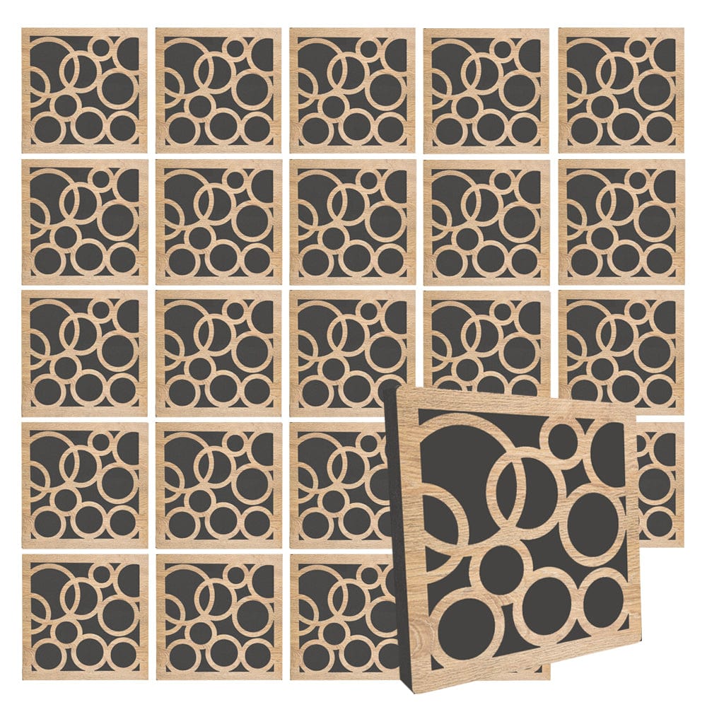 Arrowzoom™ Diffuse PRO Orbit Acoustic Wooden Panel - KK1307 24 Pcs - 29 x 29 x 5 cm /11.5 x 11.5 x 2 in